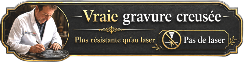 Vraie gravure plus résistante que le laser