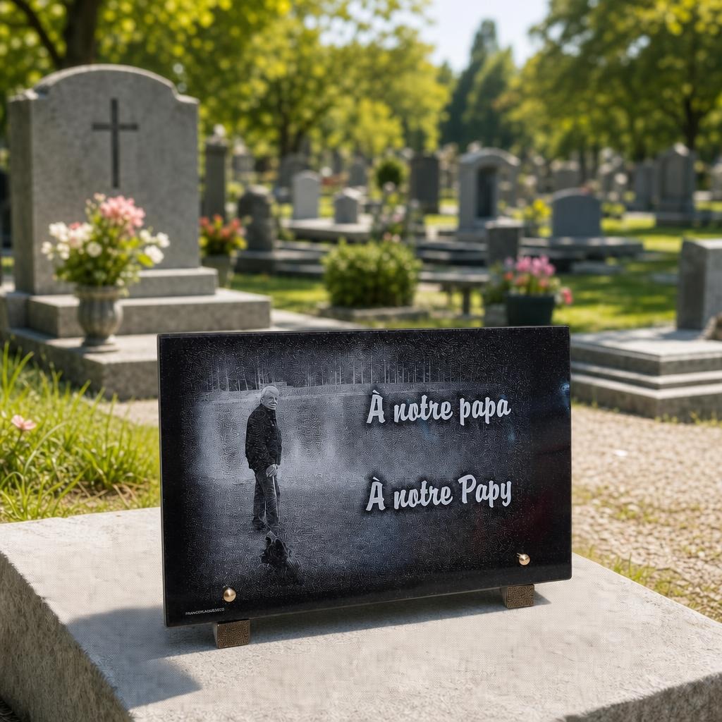 Plaque funéraire personnalisée pour papa et papy avec photo gravée