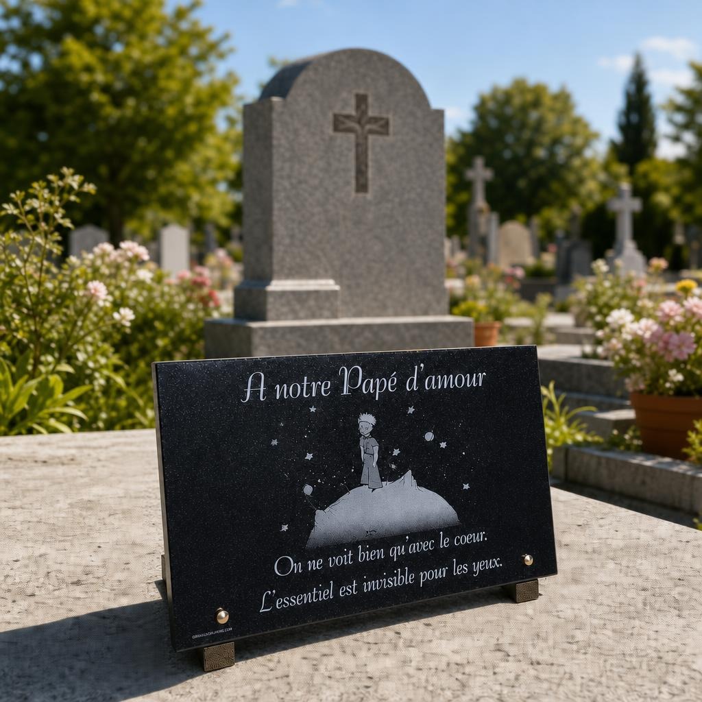 Plaque funéraire personnalisée pour un papé d’amour