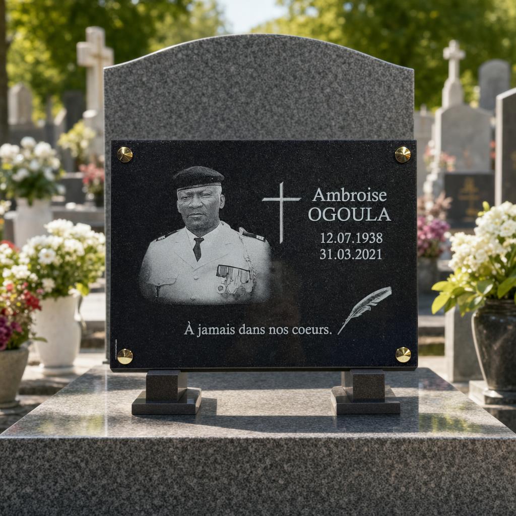 Plaque funéraire personnalisée avec portrait gravé