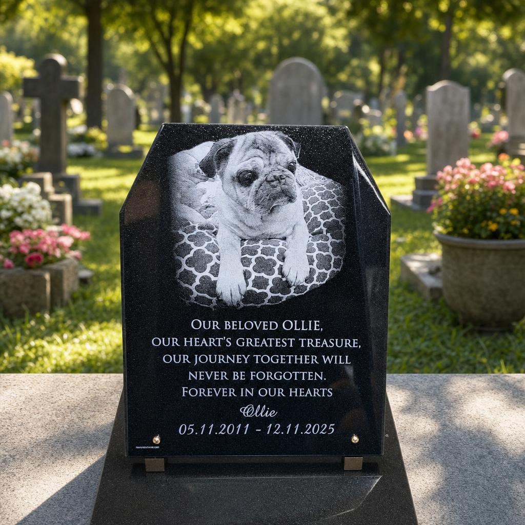 Plaque funéraire personnalisée pour chien avec gravure photo