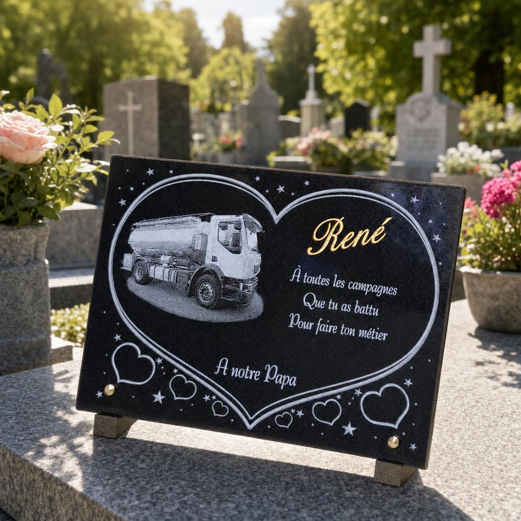 Plaque funéraire personnalisée pour un papa routier