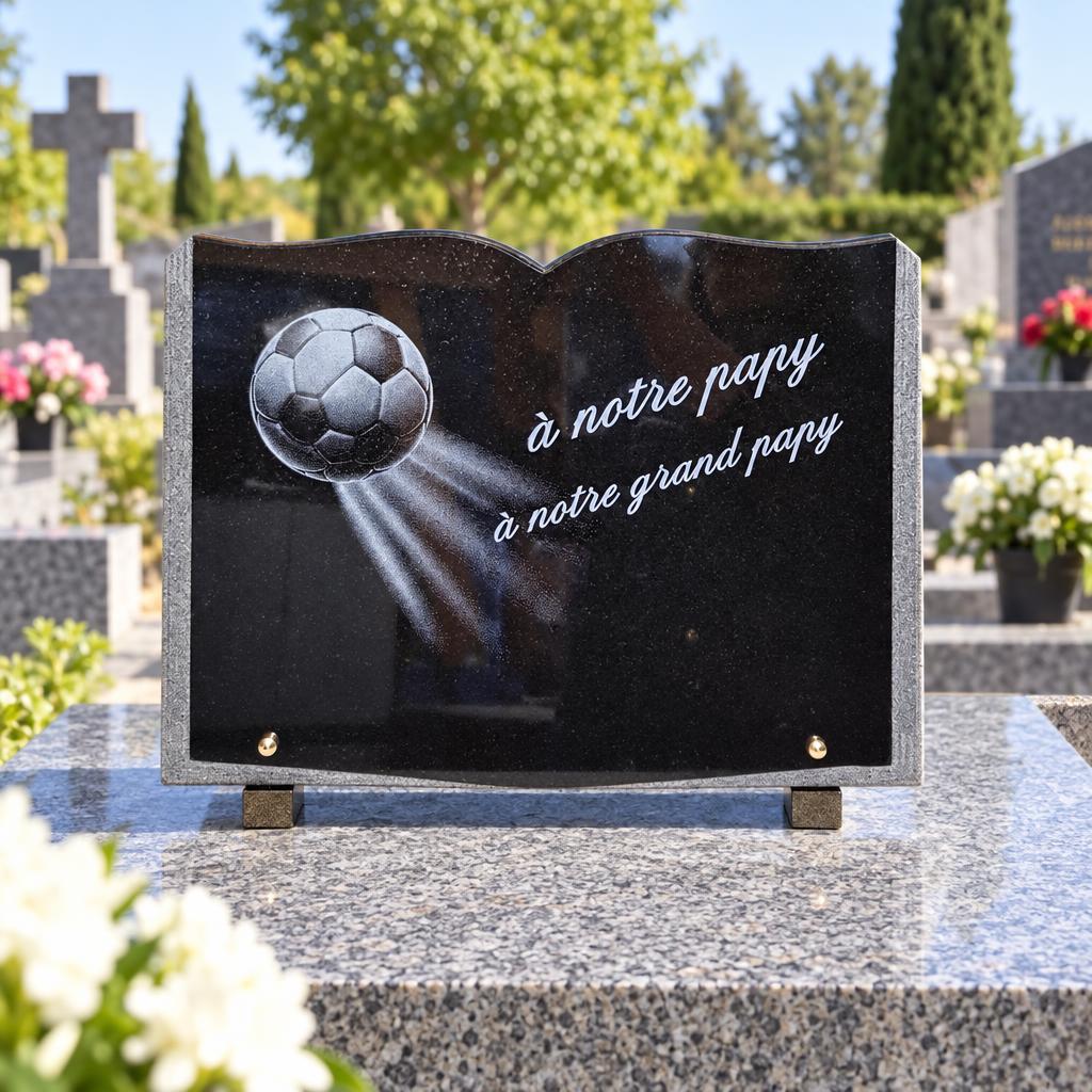 Plaque funéraire pour un papy passionné de football