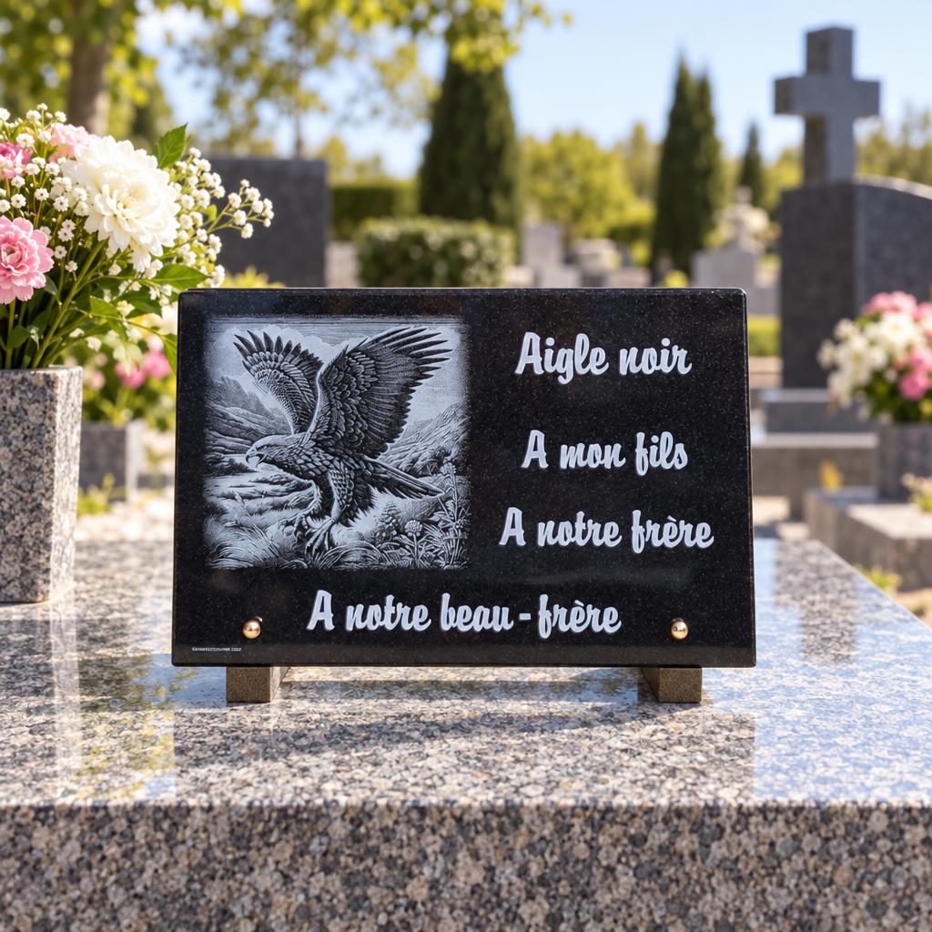 Plaque funéraire Aigle noir