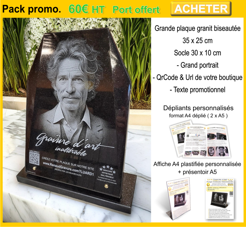 Lot plaque + dépliants + affiche + présentoir