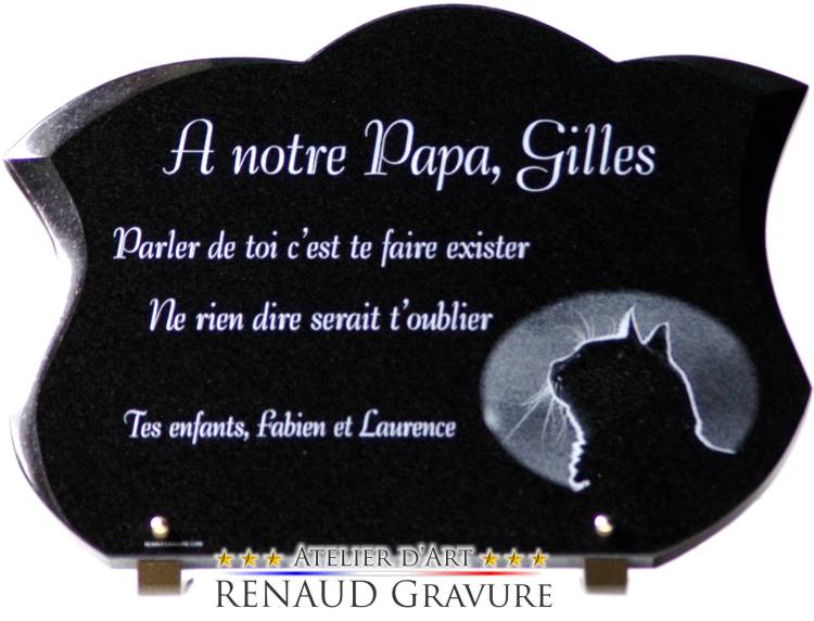 Plaque galbe forme tulipe en granit grav