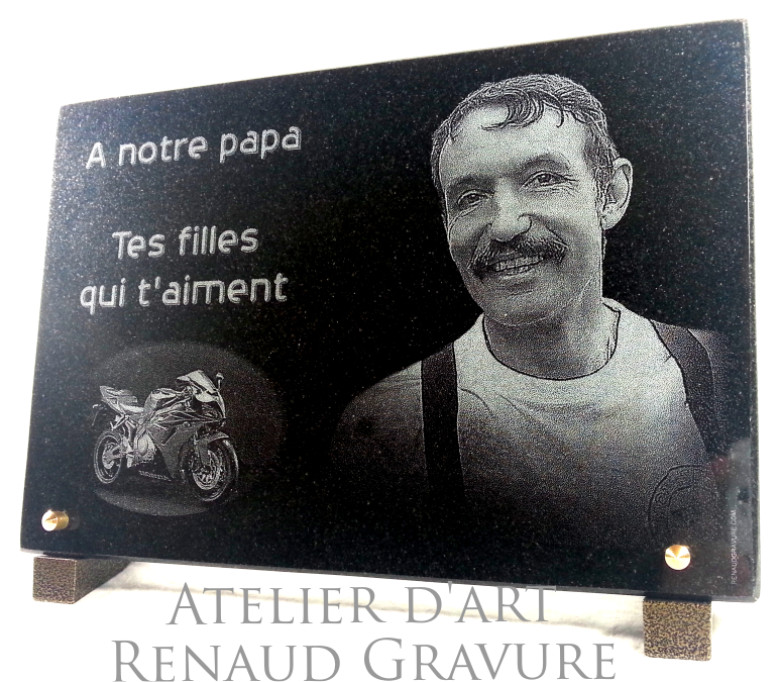 Plaque funeraire motard