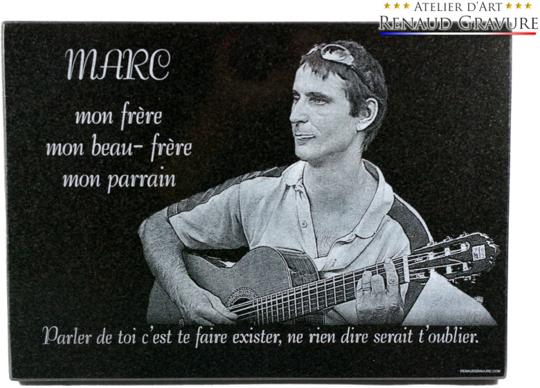 plaque mortuaire photo guitariste