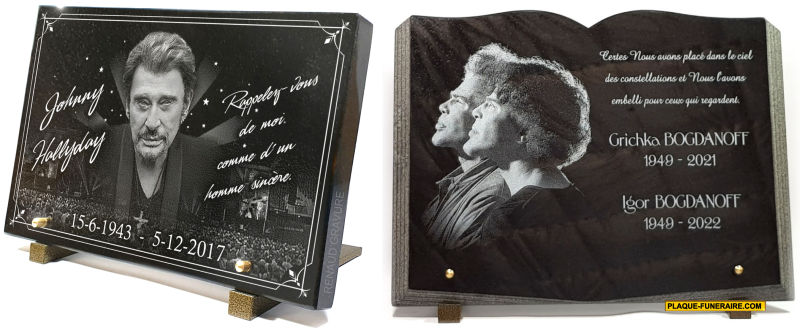Plaque funéraire Bogdanoff et johnny Hallyday