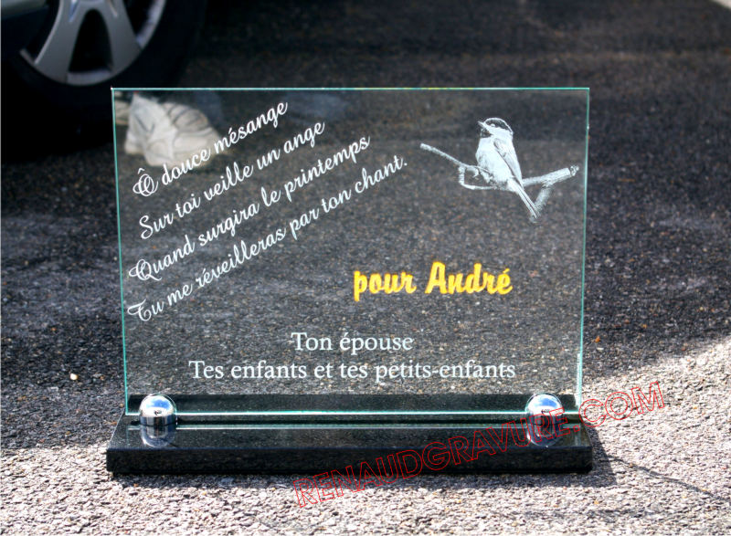 Plaque cimetière en verre