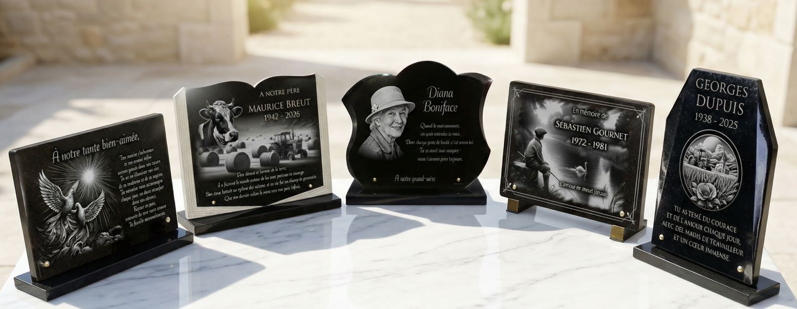 Plaques funéraires en granit