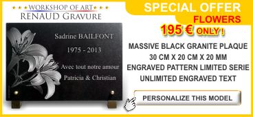 Cheap memorial plaque on special offer and customisable : flowers